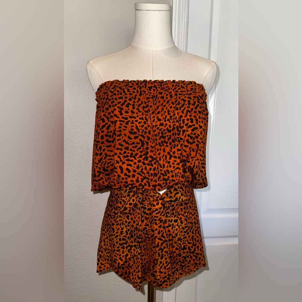 Indah Orange Leopard Print Two Piece Set
